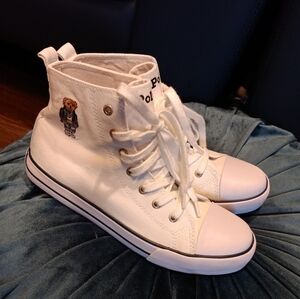 POLO RALPH LAUREN HAMPTYN HI "CRICKET SWEATER" BEAR White GS  US Size 6